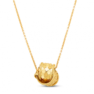 Benutzerdefinierte Italia D'Oro Halskette mit ineinandergreifendem Anhänger aus 14 Karat Gelbgold, Silberschmuck-Großhändler