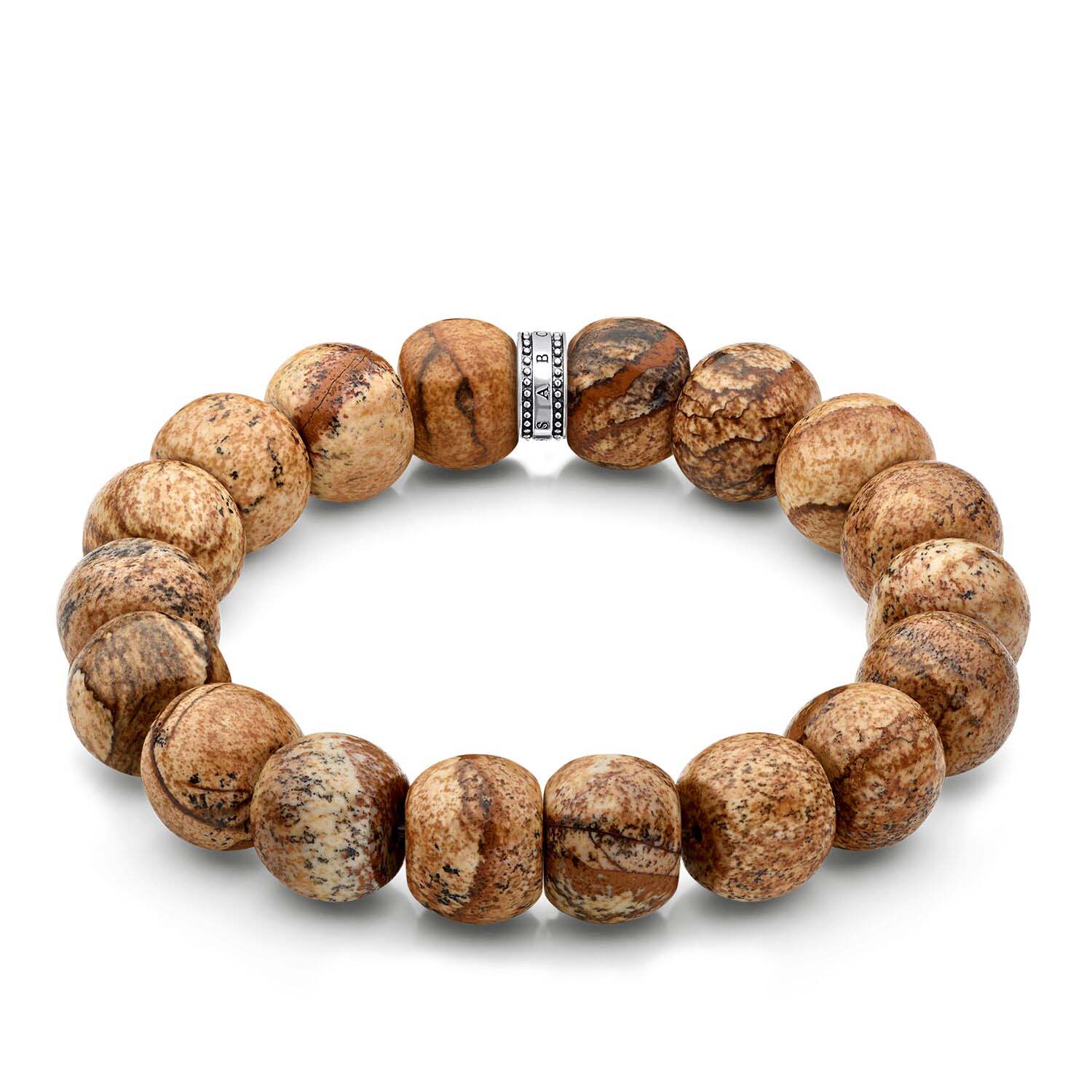 Wholesale Custom Italy OEM/ODM Jewelry mens jewelry bracelet 925 Sterling silver Jasper, brown-grey OEM supplier