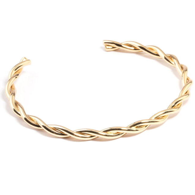 Dearadh & Cruthú Jewelry an Chustaim Bangle Cufa Oscailte Twist Plátáilte Óir