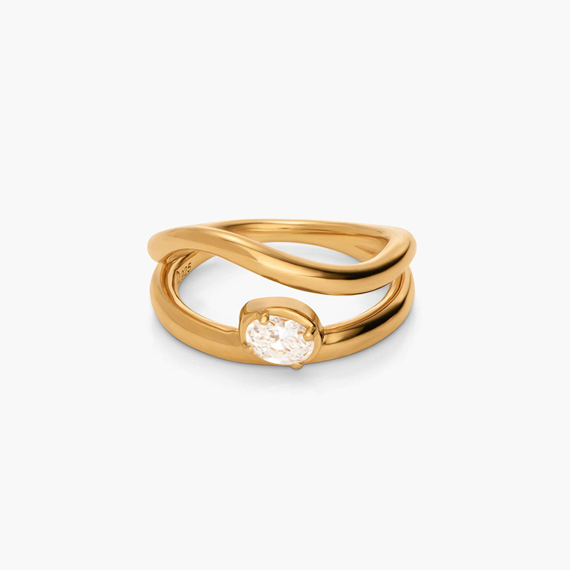 Custom Jewelry Factory Fine Wavy Ring In Gold Vermeil
