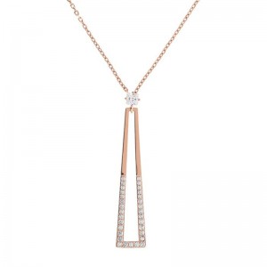 Joyería personalizada Colgante geométrico y collar de circonitas en oro vermeil rosa de 18k mayorista