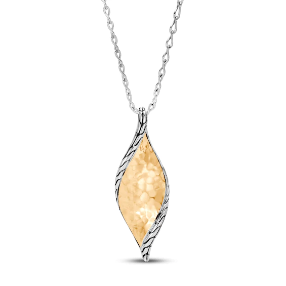 Collier avec pendentif martelé, bijoux personnalisés John Hardy Wave OEM/ODM, en argent Sterling 18 carats, or jaune, vente en gros