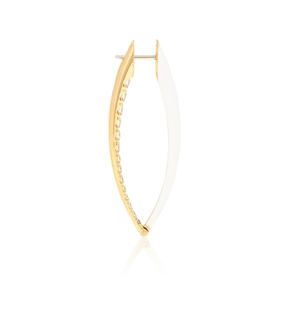Wholesale Custom Large 18kt gold hoop earrings with white enamel design wholesale Italian Mens Womens OEM/ODM Jewelry
