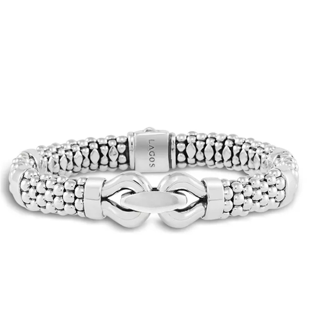 Fournisseur personnalisé de fabricant de bijoux de bracelets pour hommes de caviar en argent sterling à grande boucle