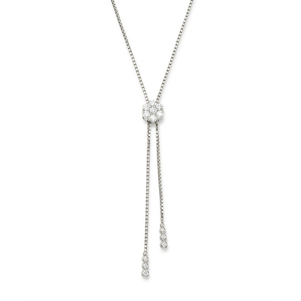 Kalung Bolo Bunga Cz Custom Made Dalam Vermeil Emas Putih 14k Untuk Memulai Grosir Bisnis Perhiasan Anda