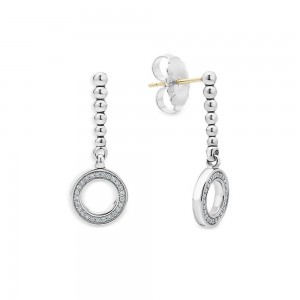 Regalo su misura per gioielli da donna in orecchini pendenti a cerchio con caviale Spark CZ in argento sterling