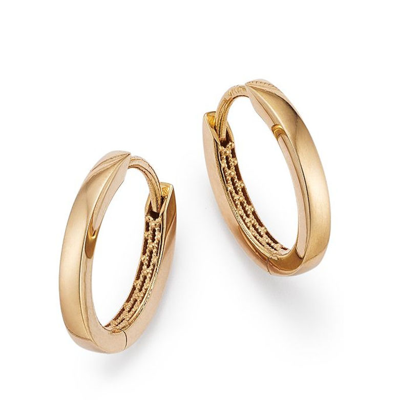 Anting Huggie Hoop yang Dibuat Khusus dalam grosir perhiasan Vermeil Sterling Silver Emas Kuning 14K