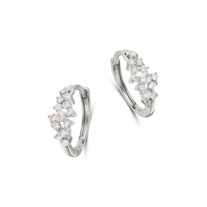 Custom Made jewelry CZ Huggie Hoop Earrings in 14K White Gold Plated wholesale