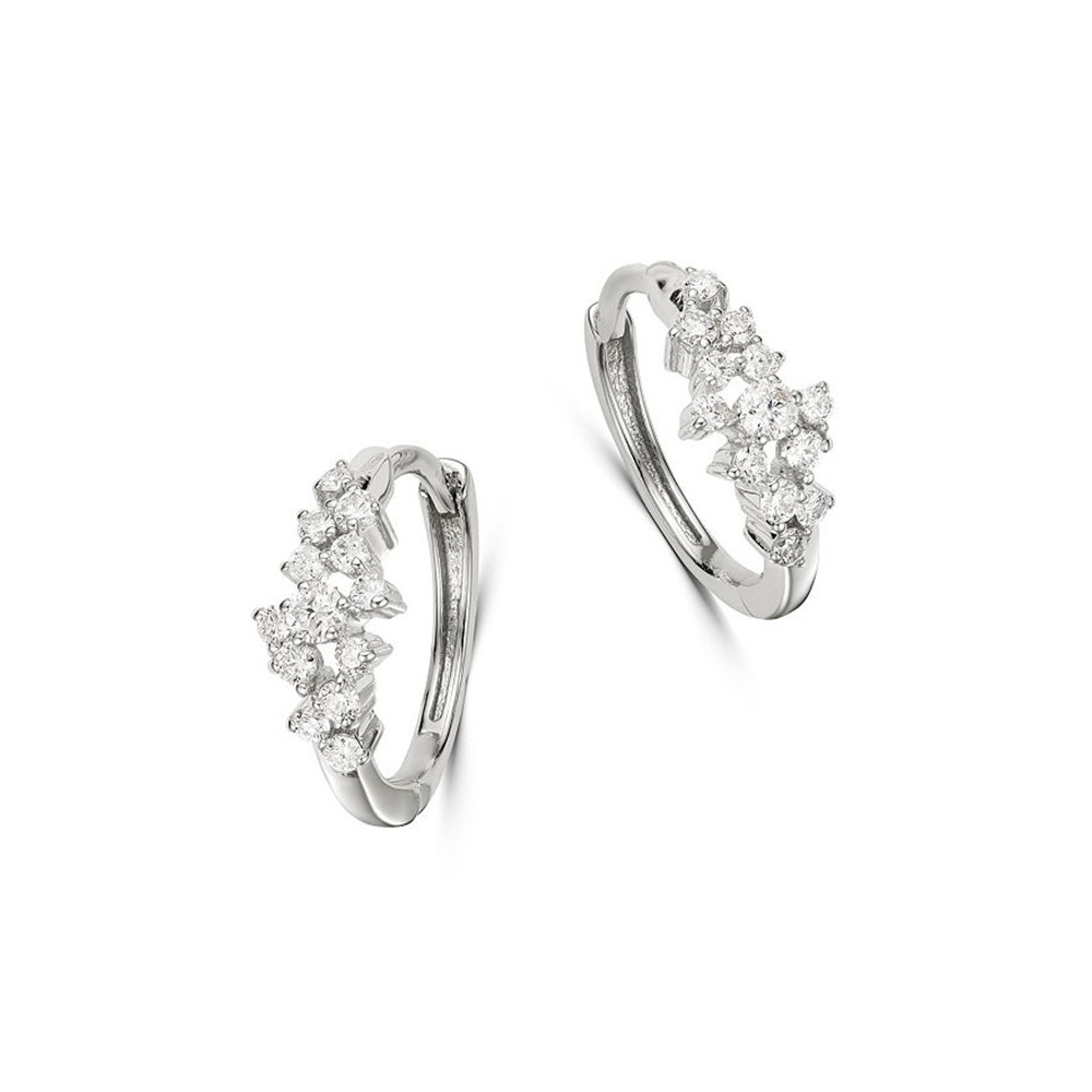Custom Made jewelry CZ Huggie Hoop Earrings in 14K White Gold Plated wholesale