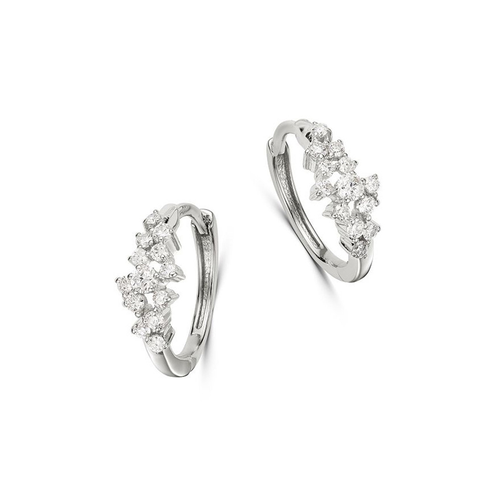 Bijoux sur mesure boucles d'oreilles Huggie Hoop en plaqué or blanc 14 carats, vente en gros