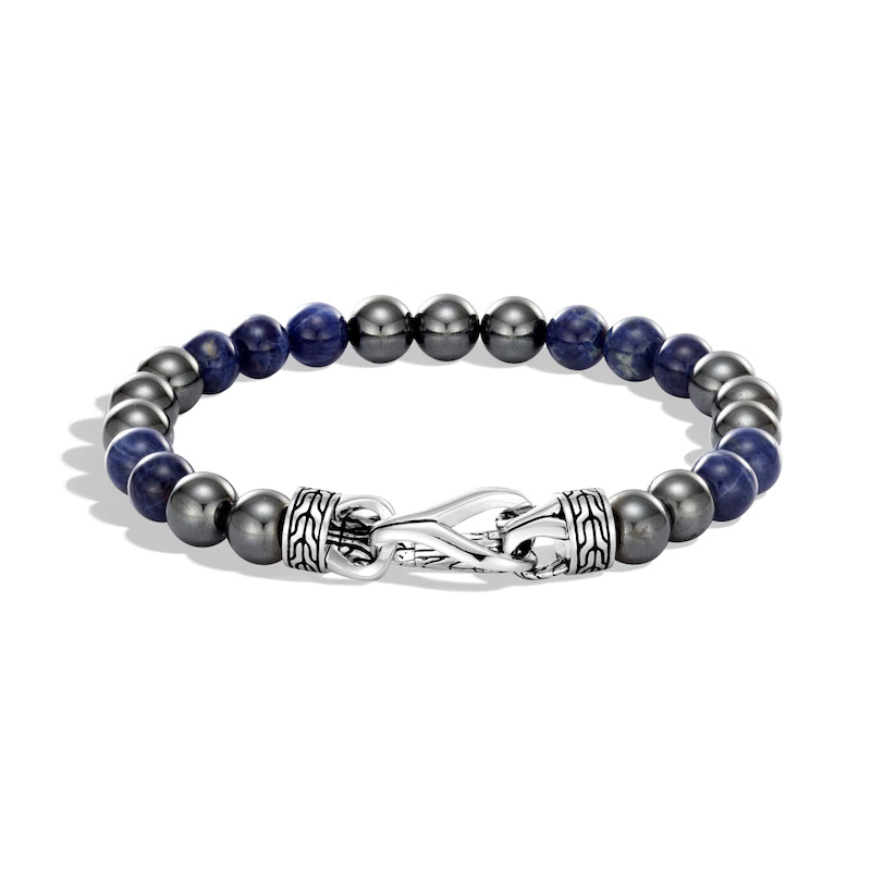 Grossista di gioielli in argento sterling con sodalite ematite e braccialetto a catena di gioielli OEM / ODM Asli Classic da uomo personalizzato all'ingrosso