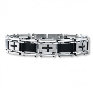 Bracelet personnalisé pour hommes en acier inoxydable noir, fournisseurs de bijoux en gros