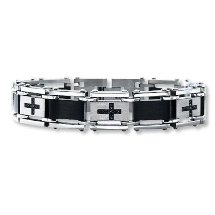 Custom Men's Armband Black Stainless Steel engros smykker leverandører