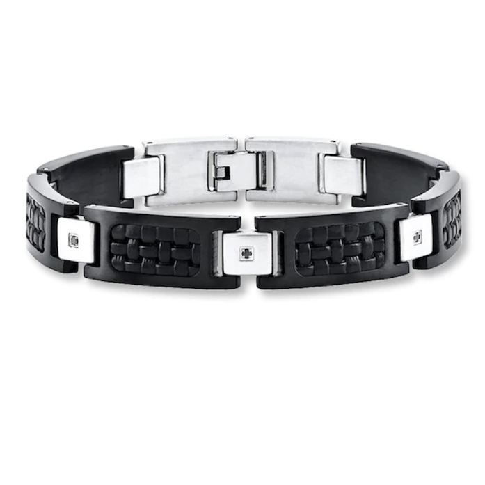 Pasgemaakte mans armband sterling silwer leer rhodium plated armband groothandel juweliersware