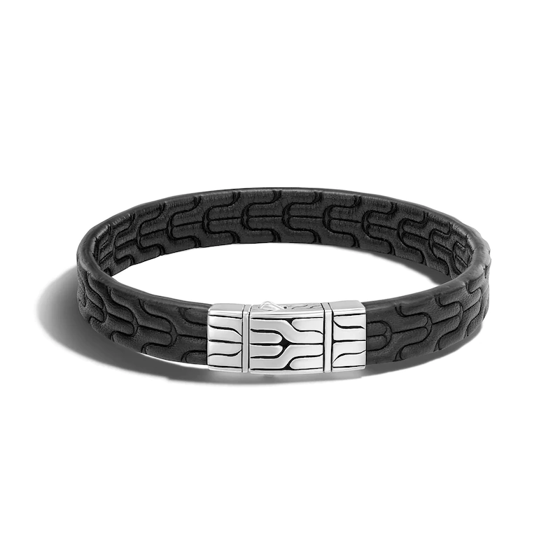 Wholesale Custom Men’s Chain Bracelet Black Leather Sterling OEM/ODM Jewelry Silver 925 wholesale sterling silver jewelry