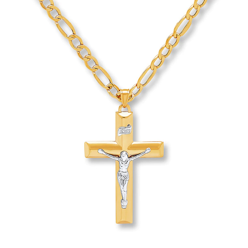 Mórdhíol Seodra OEM/ODM Saincheaptha Muince Crucifix na bhFear 10K Yellow Gold 20 Fad Seodra Mórdhíola