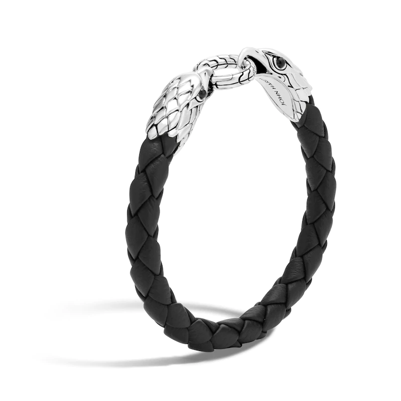 Grossistanpassad dubbel örn för män OEM/ODM Smycken Huvudarmband Läder Natursvart Onyx 925 Sterling Silver Grossistleverantör