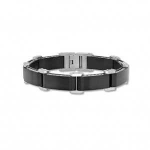 Custom Men’s Link Bracelet Black Ion-plated Wholesale Sterling Silver Jewelry manufacturer