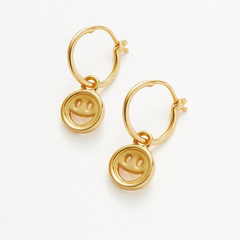 Custom Mini Charm Hoop Earrings 18ct Recycled Gold Plated Vermeil on Recycled Sterling Silver