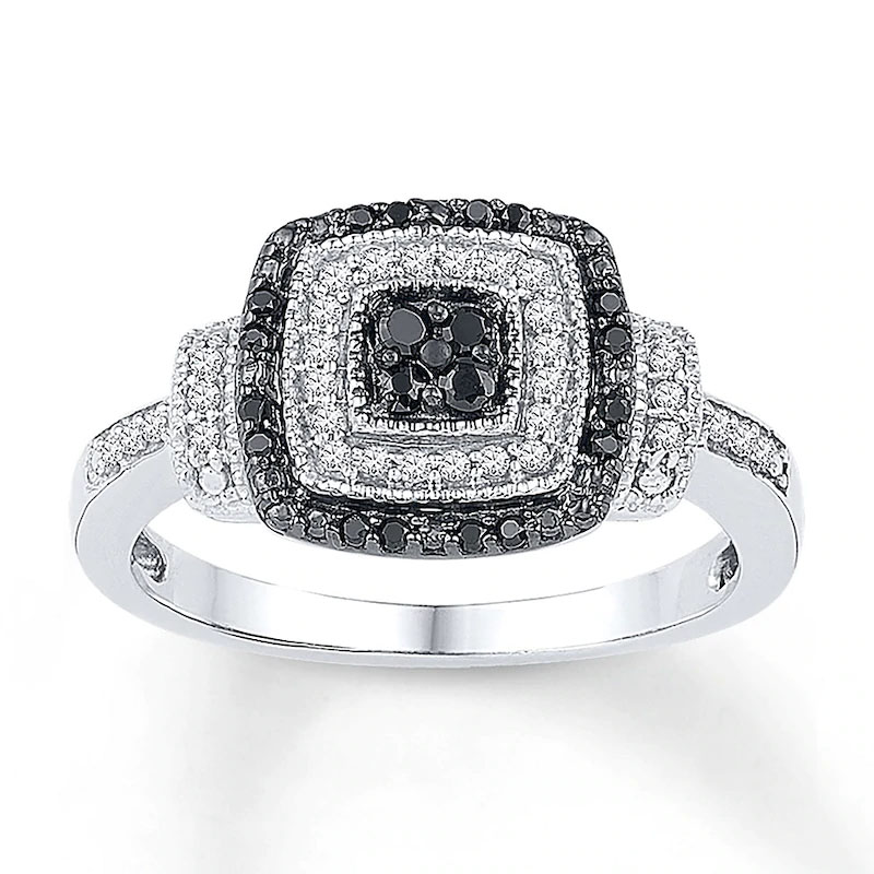 Custom OEM Black White CZ Ring Sterling Silver 925 Silver Jewelry Wholesale