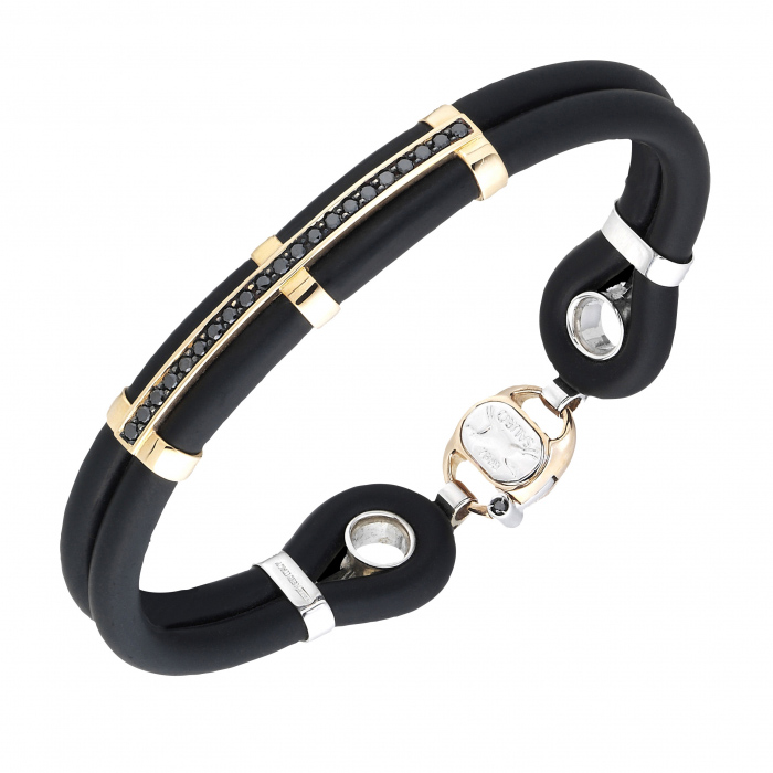 Wholesale Custom OEM Rubber OEM/ODM Jewelry Bracelet in 18k gold vermeil on 925 sterling silver