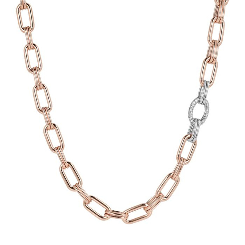 Custom Oval Chain and Cubic Zirconia Necklace in 18k rose gold vermeil wholesaler