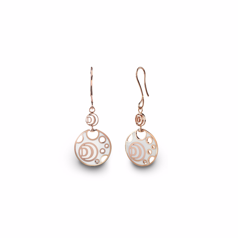 Wholesale Custom Pink gold plated earrings OEM/ODM Jewelry white ceramic design wholesale men women Italian silver jewelry