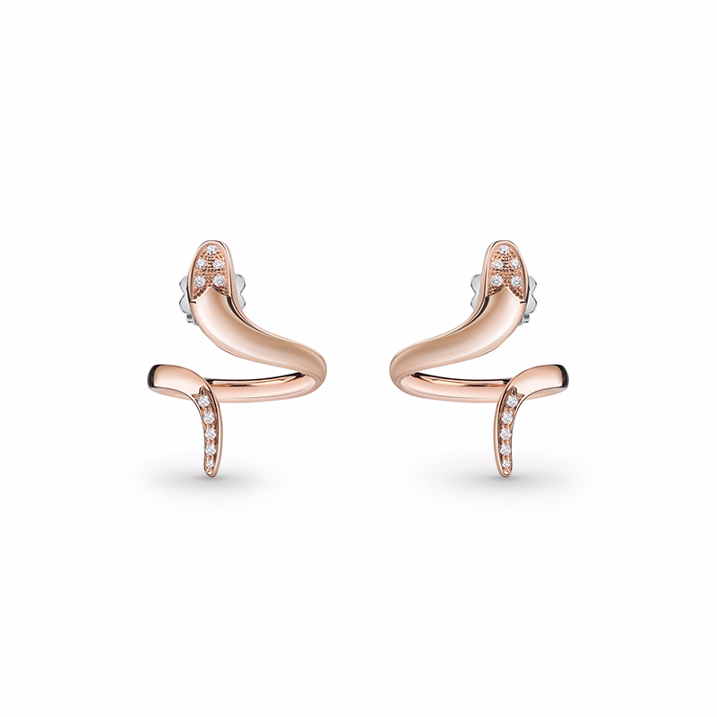 Wholesale Custom Pink gold plated silver CZ earrings design wholesale men women Italian silver OEM/ODM jewelry