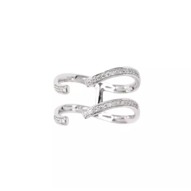 Custom Rhodium Cubic Zirconia åben ring engros sølv 925 smykker porcelæn