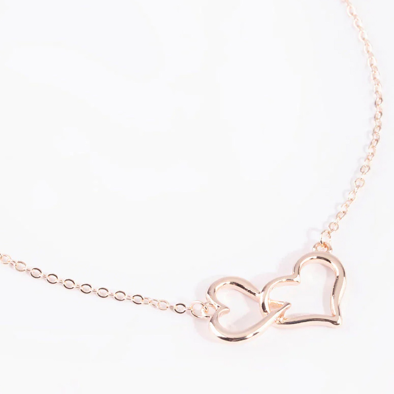 Custom Rose Gold Interlocked Hearts Necklace jewelry OEMODM jewelry manufacturer