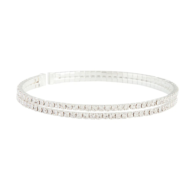 Bracciale rigido personalizzato in argento con doppio diamante Progetta i tuoi gioielli e segui la tua visione