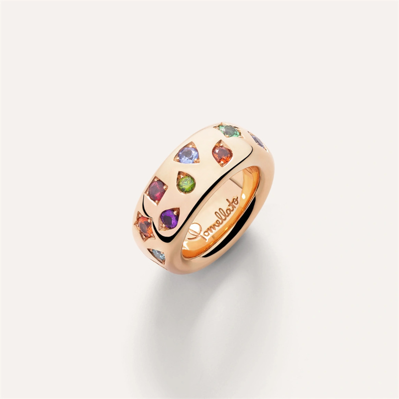 Vlastní stříbrné prsteny s pozlaceným růžovým zlatem pro ženy celoslaný klasický barevný prsten ikonica rumělkové růžové zlato 18kt