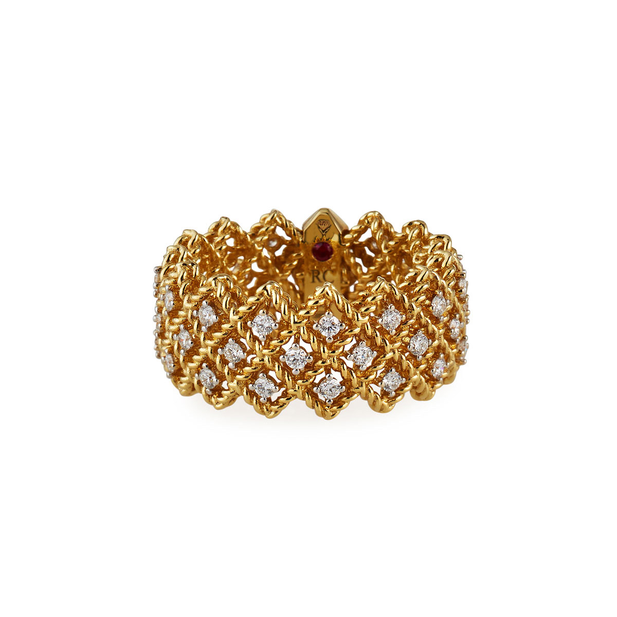 Wholesale OEM/ODM Jewelry Custom Three-Row Ring in 18K Yellow Gold vermail silver jewelry designer