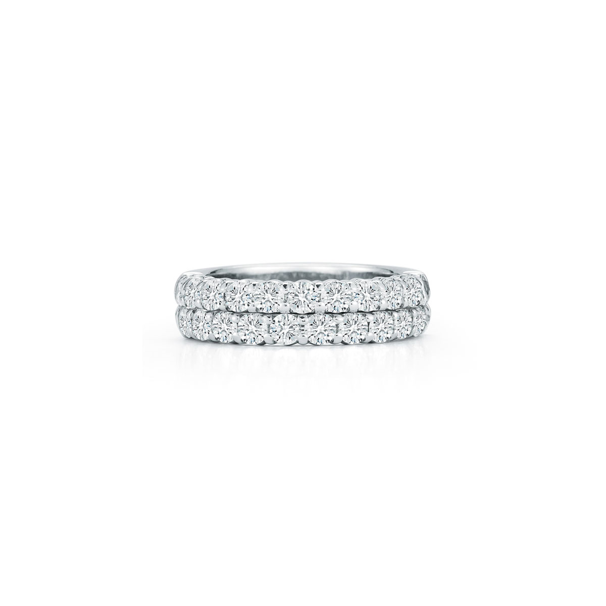 Wholesale Custom Two-Row OEM/ODM Jewelry Eternity Band Ring in 18K White Gold Plating
