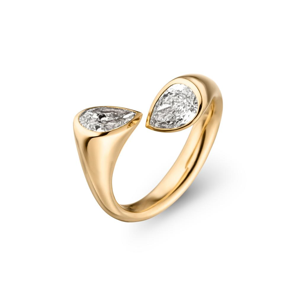 Gioielli OEM / ODM cubici bianchi personalizzati all'ingrosso con zirconi in oro giallo 18 carati su anelli in argento sterling