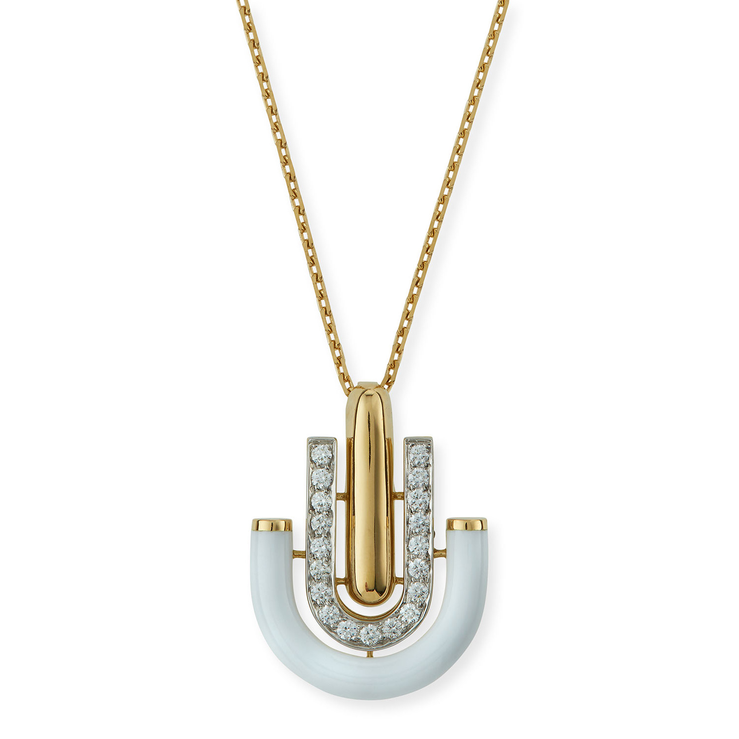 Wholesale Custom White Enamel & Diamond Pendant Necklace OEM ODM jewelry factory OEM/ODM Jewelry