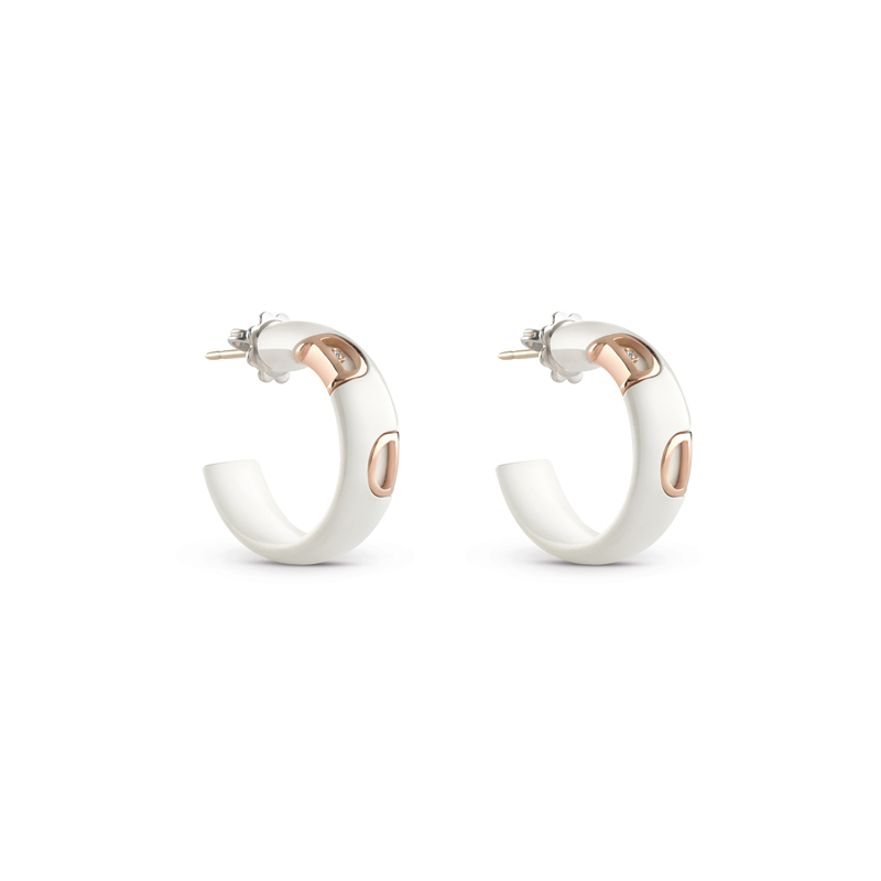 Boucles d'oreilles en céramique blanche et or rose, bijoux personnalisés, vente en gros, bijoux OEM/ODM, vente en gros