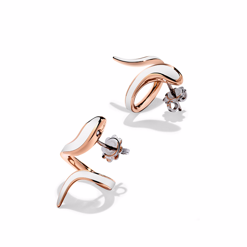 Wholesale Custom White ceramic, pink gold plated CZ earrings design wholesale men women Italian silver OEM/ODM Jewelry