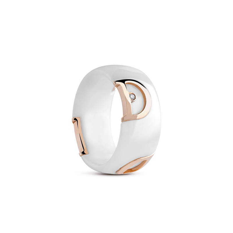 Bijoux OEM/ODM en gros personnalisés en céramique blanche, bague plaquée or rose, concevez vos bijoux