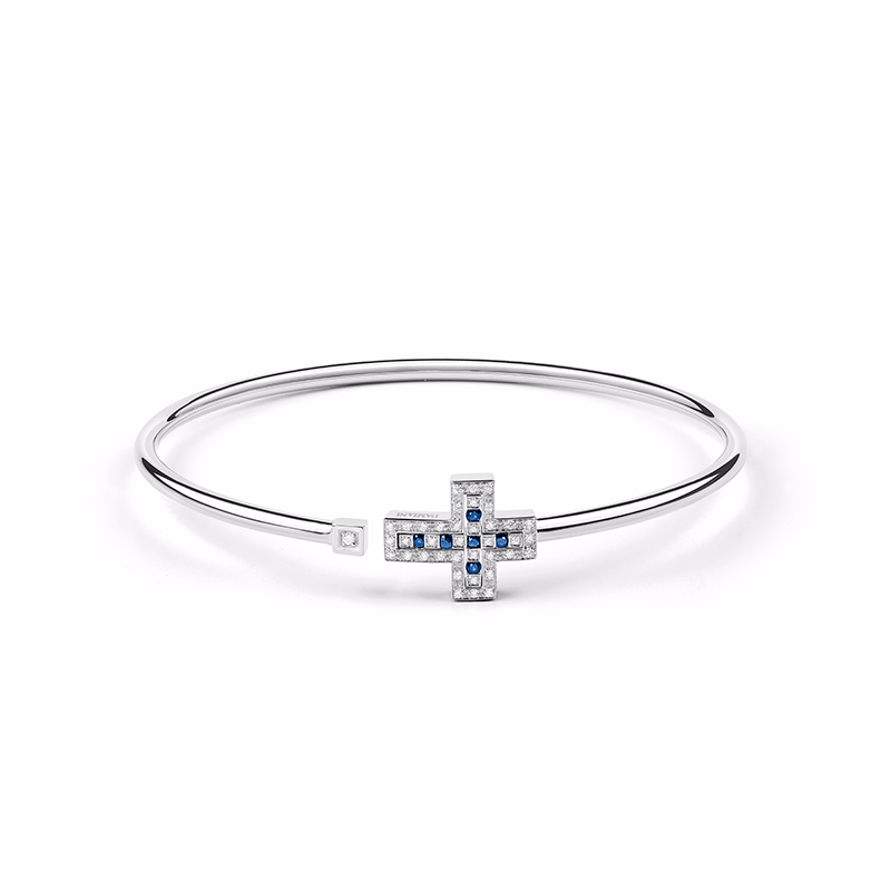 Bracelet personnalisé en or blanc rempli d'argent sterling, vente en gros de bijoux italiens OEM/ODM pour hommes et femmes