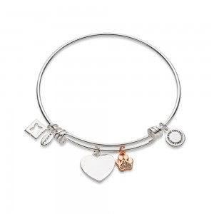 Custom Wholesale Fastion 925 Silver Bracelet With Paw Print Heart Charm