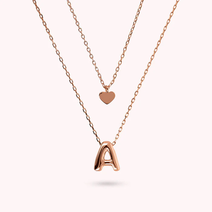 Custom Wholesale Jewelry Factory 925 Silver Chain Necklace with Heart Pendant and Letter Pendant