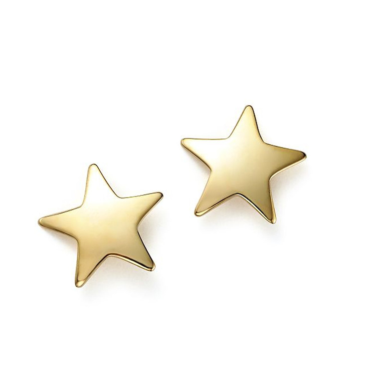 Pasgemaakte groothandel vir goue vermeil-juweliersware in 14K Gold Medium Star-oorbelle