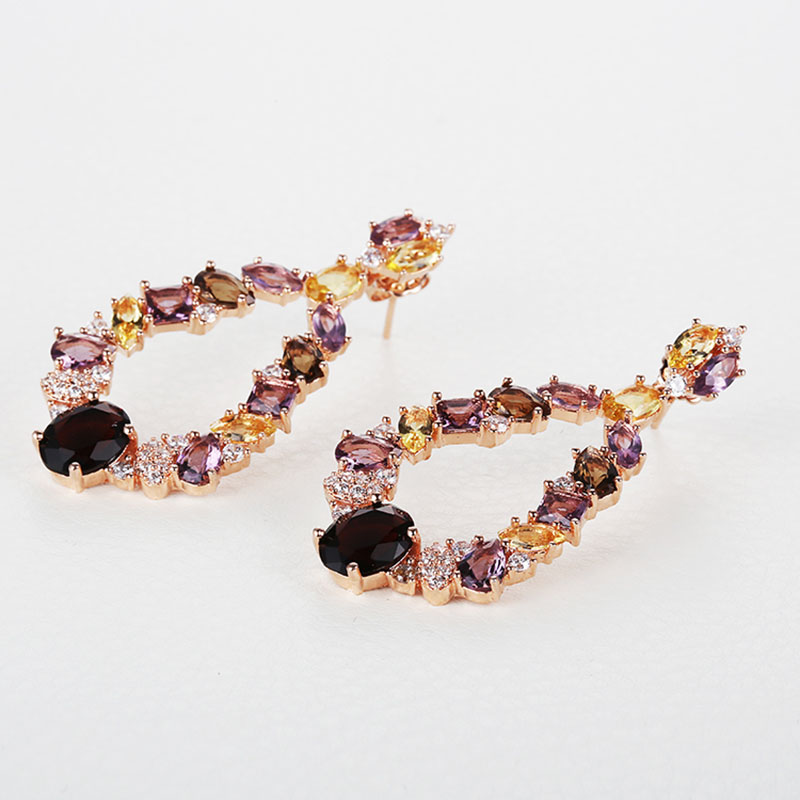 Custom Wholesale Gemstone Earrings | Rhodium Plated Jewelry Design | Silver Jewelry Wholesale
