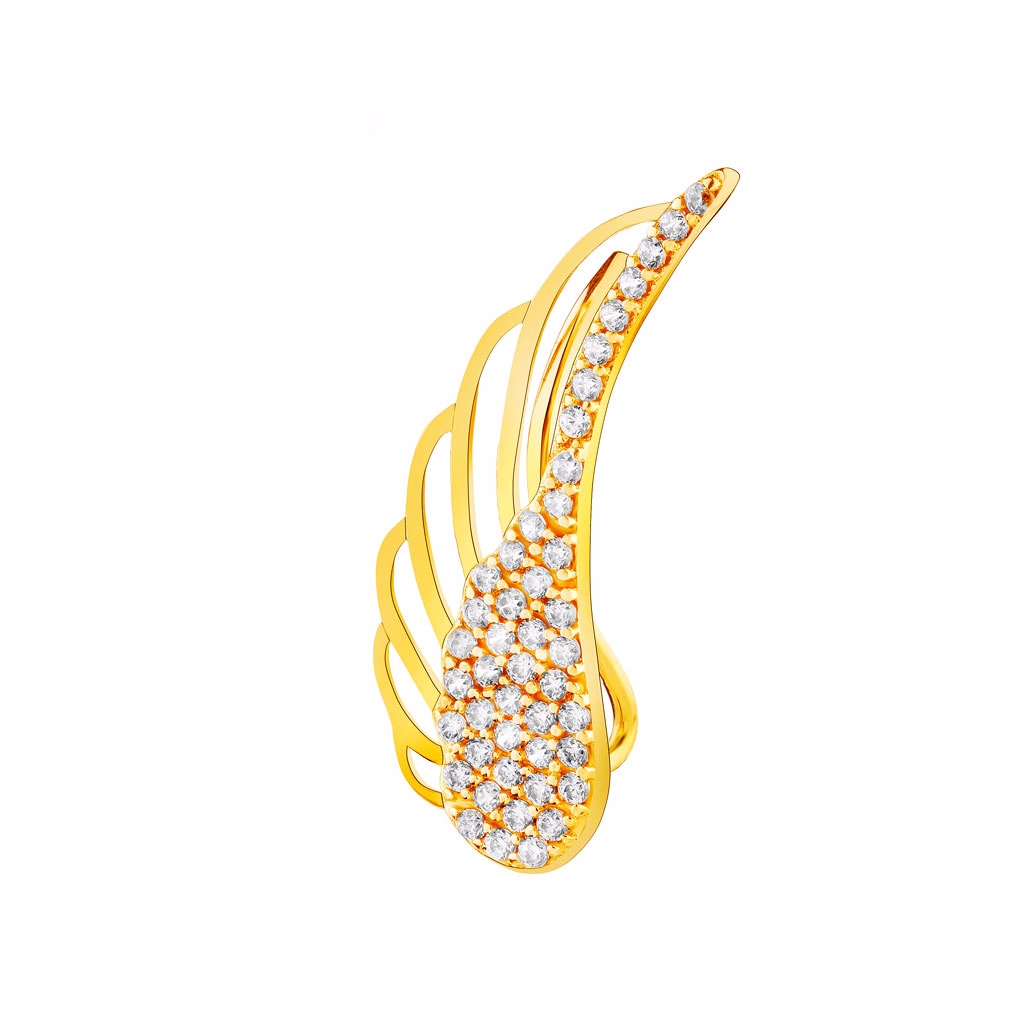 Grosir OEM/ODM Perhiasan Kustom Manset Telinga Emas Kuning dengan Desainer Perhiasan Wanita Zirkonia Kubik