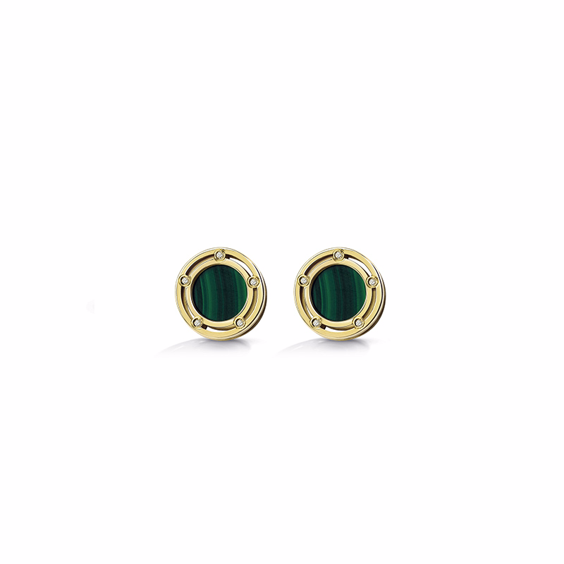 Wholesale Custom Yellow gold, malachite earrings design wholesale OEM/ODM Jewelry men women Italian silver jewelry