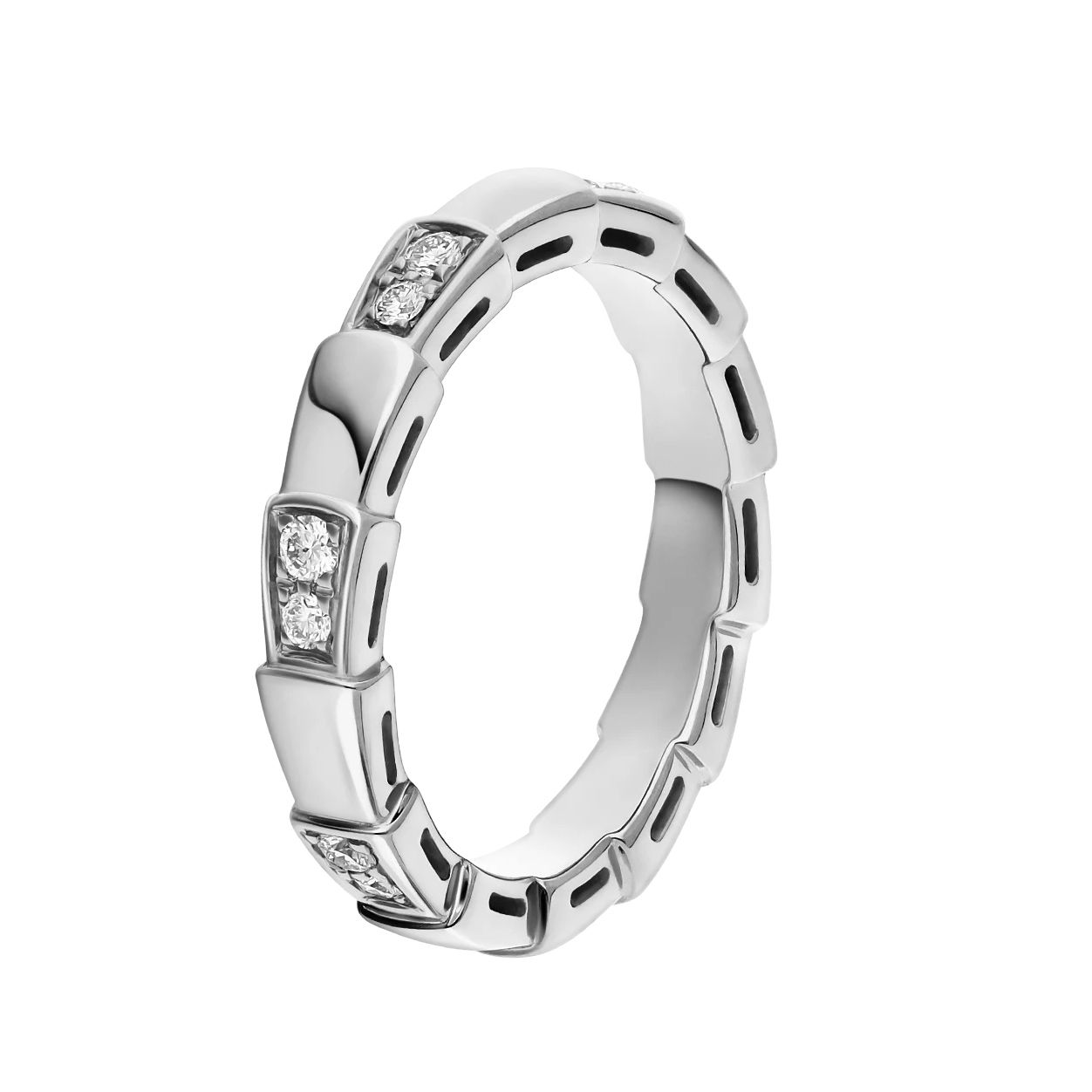 Wholesale Custom band ring in 18 kt OEM/ODM Jewelry white gold, set with demi-pavé diamonds 20 years in OEM jewelry