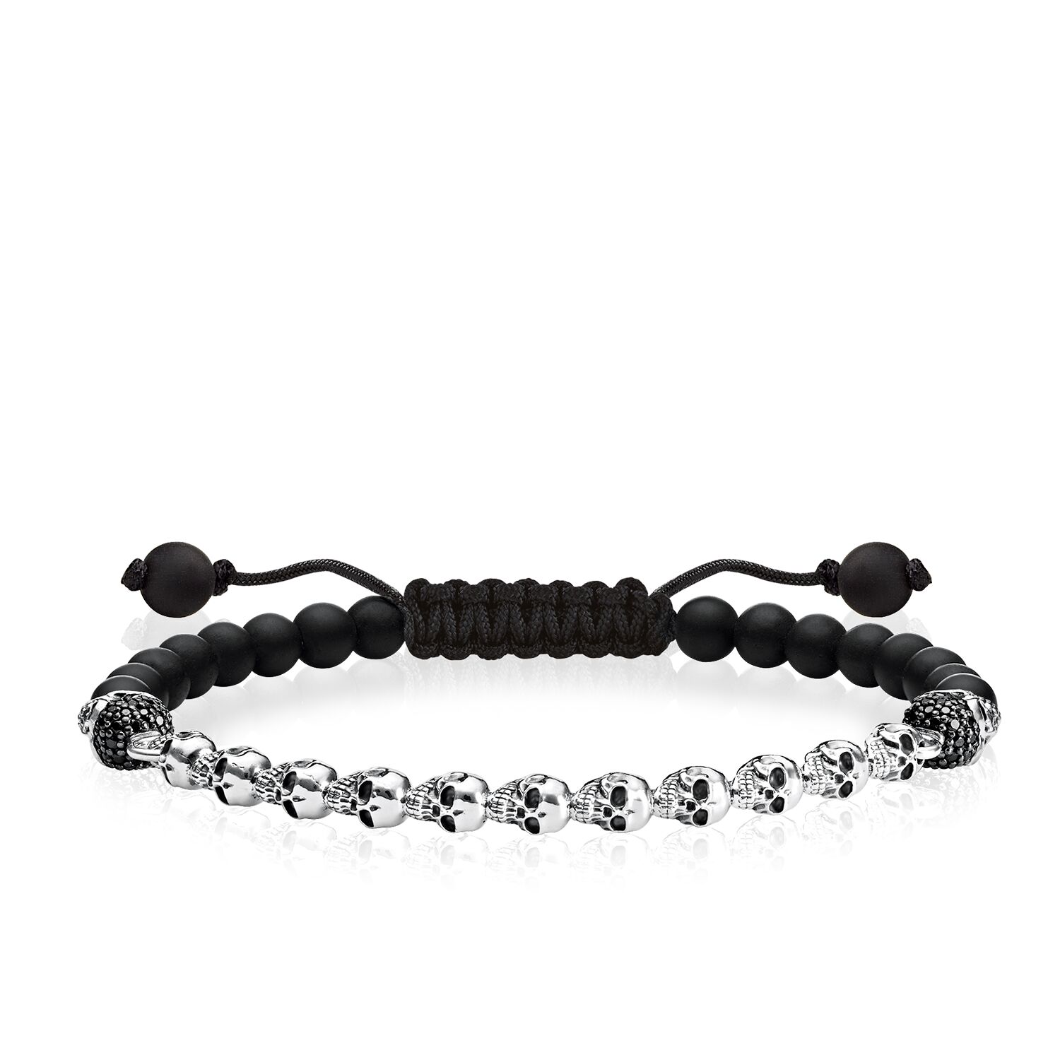 Bracelet personnalisé en gros en argent Sterling 925, zircone noire, bijoux ODM/ODM en obsidienne