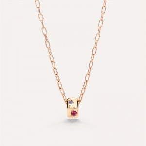 Custom colour necklace with pendant in rose gold 18kt