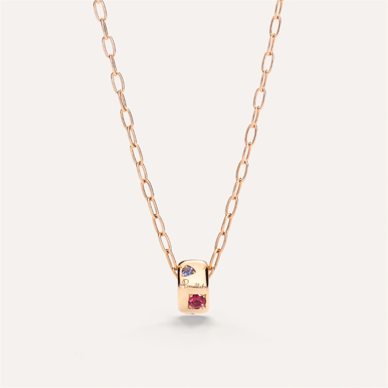 Custom colour necklace with pendant in rose gold 18kt